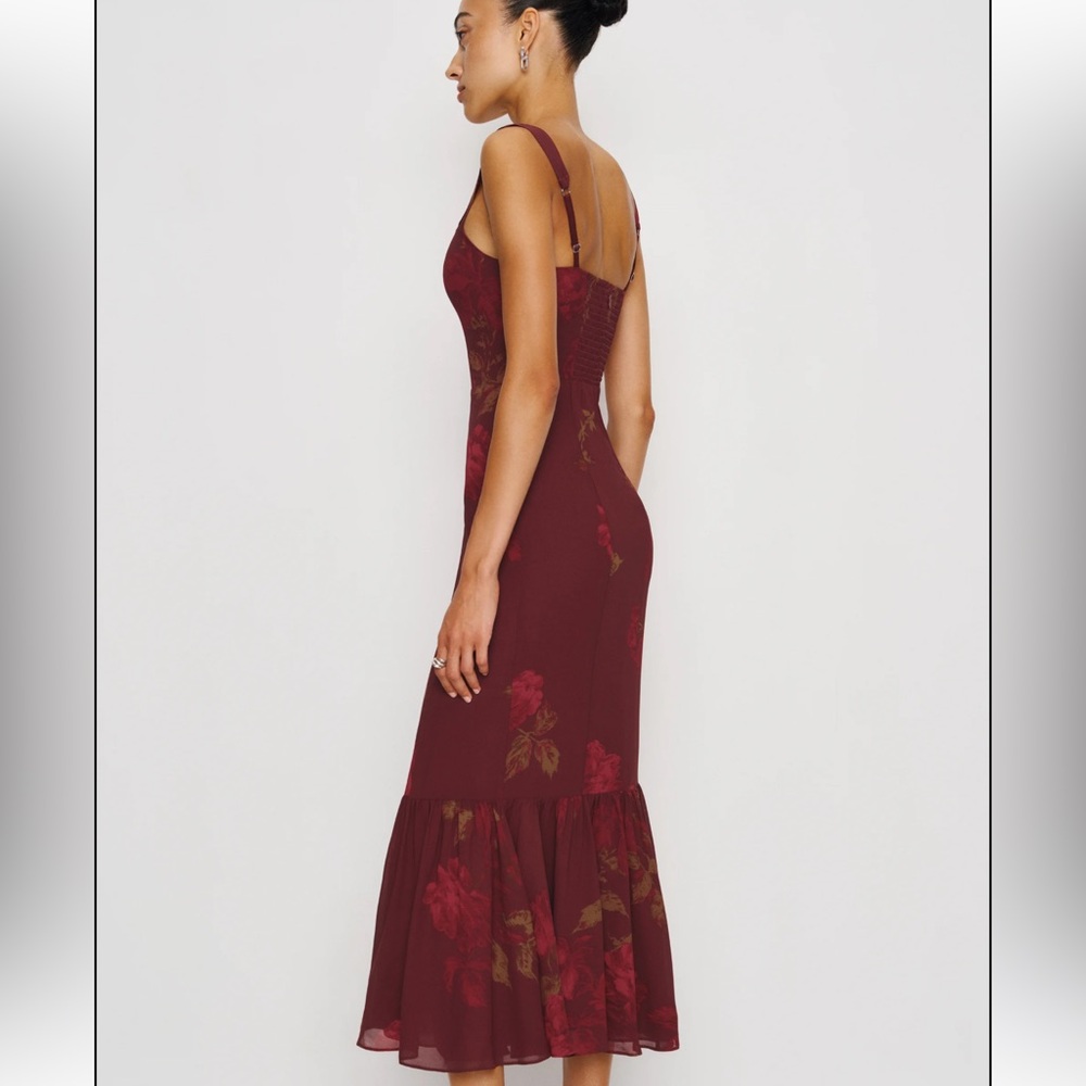 Reformation Irisa Floral Trumpet Dress Size 2 - Picture 2 of 9
